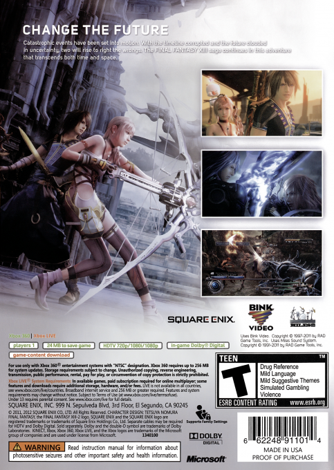Final Fantasy XIII-2 — box-2D-back (US)