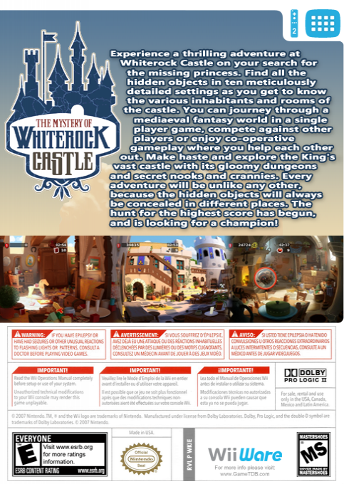 Mystère De Whiterock Castle, Le — box-2D-back (US)