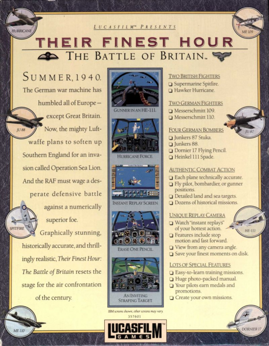 Their Finest Hour - The Battle of Britain — box-2D-back (EU)