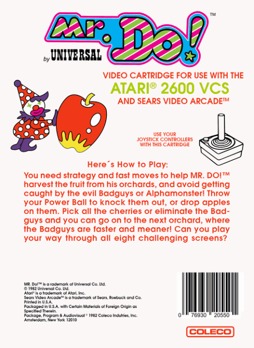 Mr. Do! — box-2D-back (US)