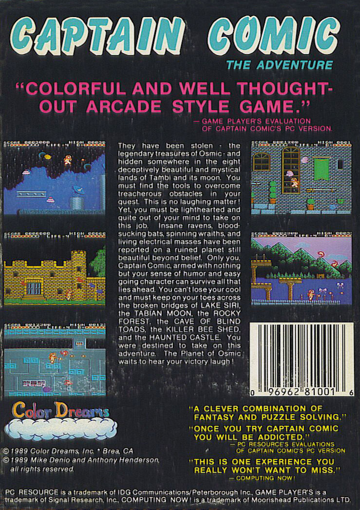 Adventures Of Captain Comic, The — box-2D-back (WOR)