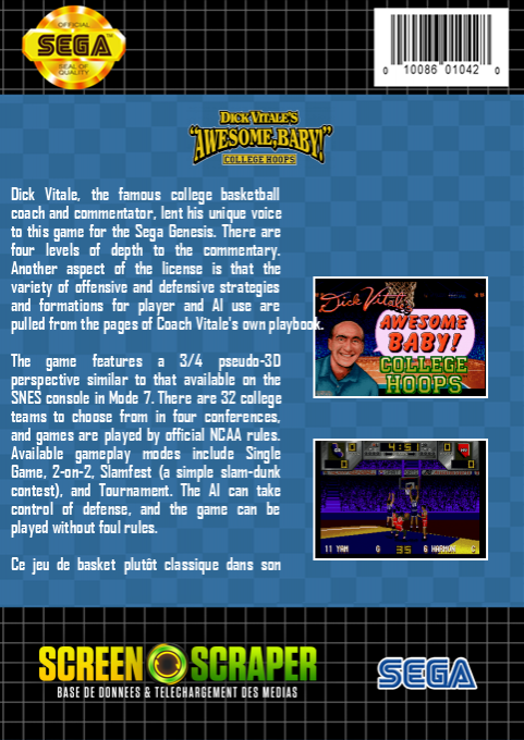 Dick Vitale's "awesome, Baby!" College Hoops — box-2D-back (SS)