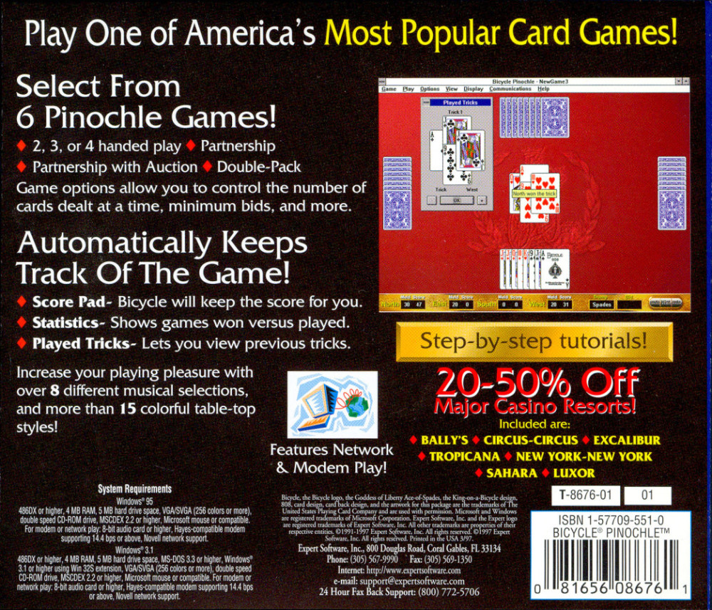 Bicycle Pinochle — box-2D-back (US)