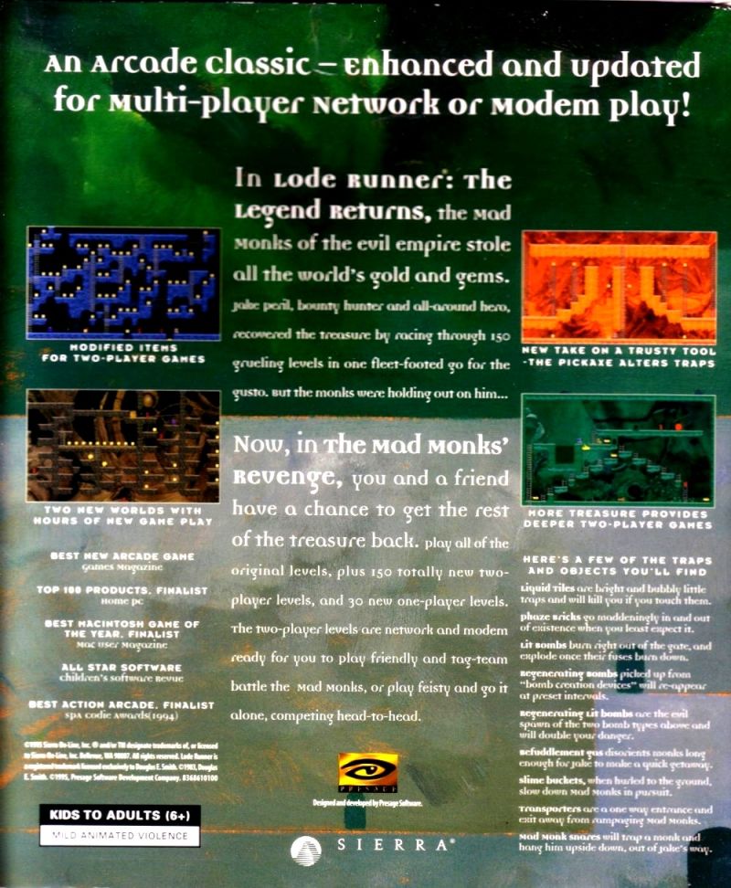 Lode Runner On-Line: The Mad Monks' Revenge — box-2D-back (US)