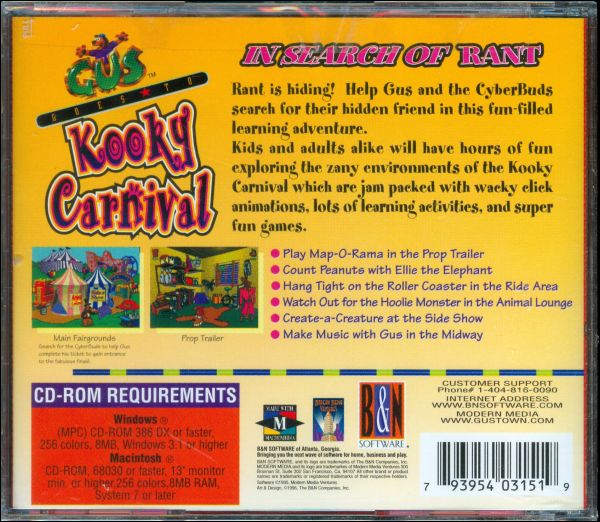 Gus Goes to the Kooky Carnival: In Search of Rant — box-2D-back (US)