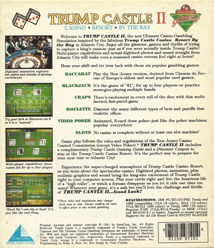 Trump Castle 2 — box-2D-back (US)