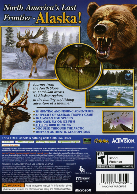 Cabela's Alaskan Adventures — box-2D-back (US)