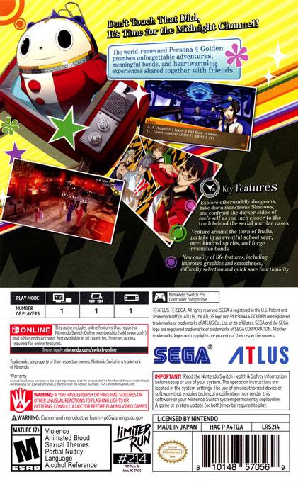 Persona 4 Golden — box-2D-back (US)
