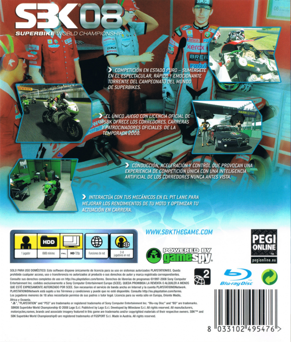 SBK 08 - Superbike World Championship — box-2D-back (SP)