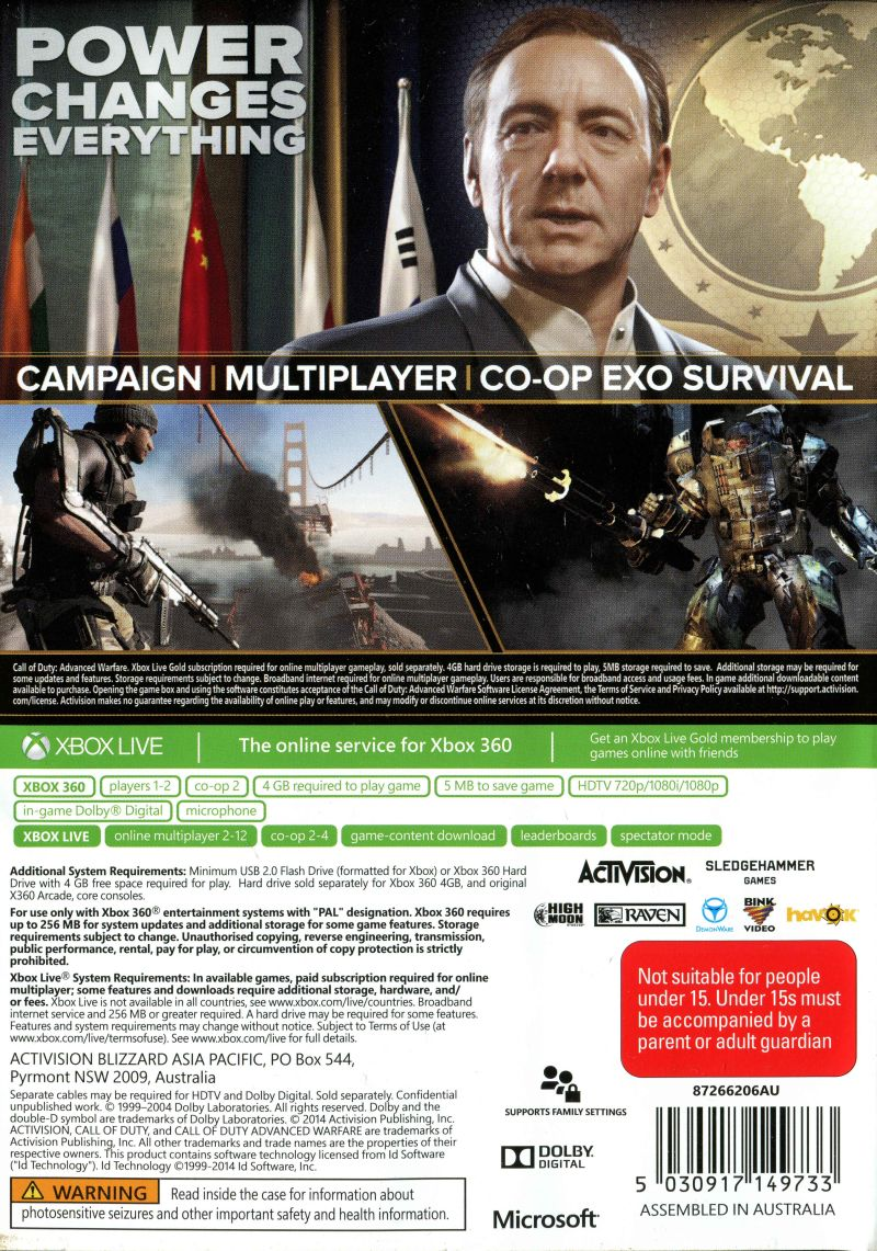 Call of Duty - Advanced Warfare — box-2D-back (WOR)
