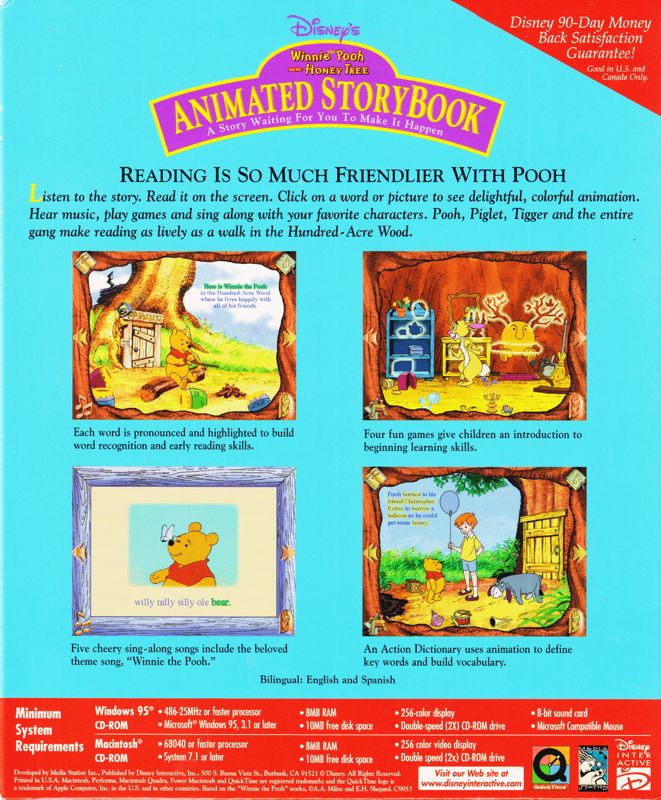 Disney's Animated Storybook: Winnie the Pooh and the Honey Tree — box-2D-back (WOR)