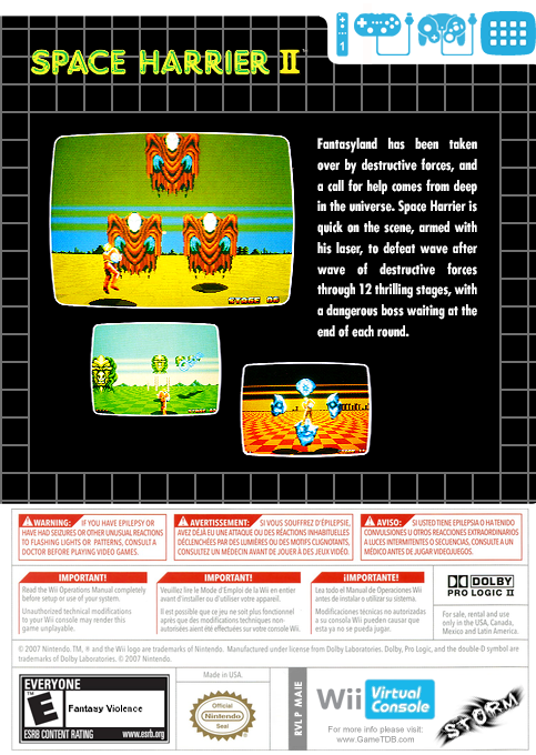 Space Harrier 2 — box-2D-back (US)