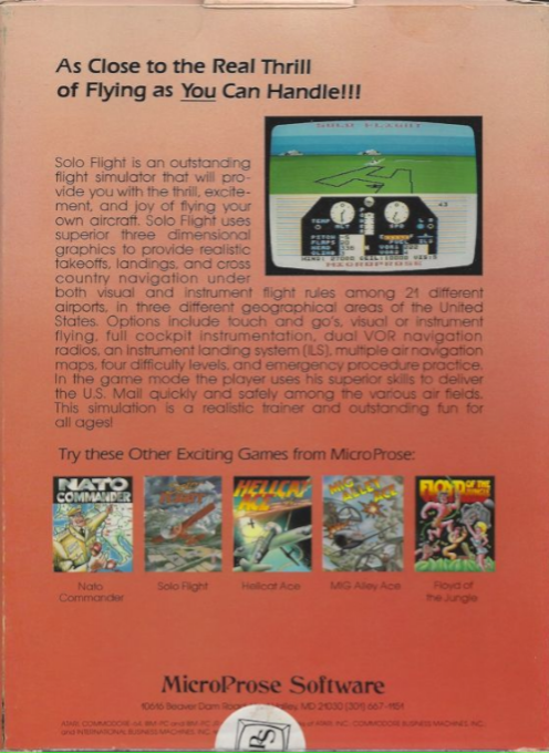 Solo Flight — box-2D-back (US)