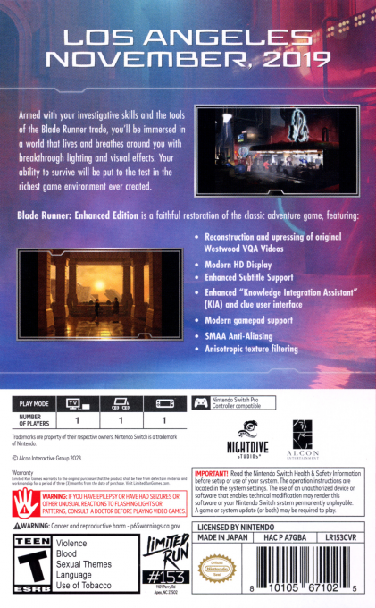 Blade Runner Enhanced Edition — box-2D-back (US)