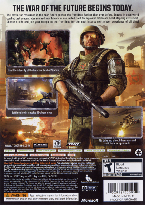Frontlines - Fuel of War — box-2D-back (US)