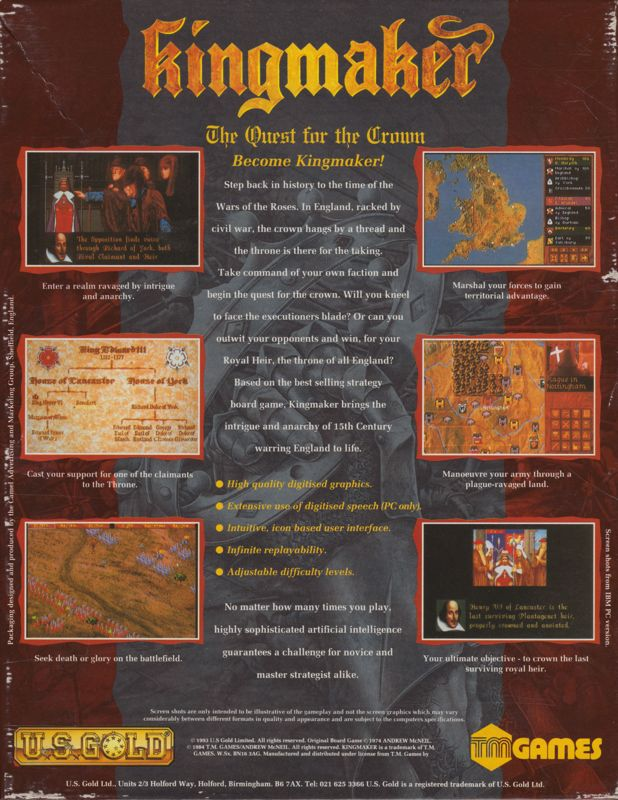 Kingmaker - The Quest for the Crown — box-2D-back (EU)