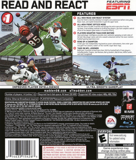Madden NFL 08 — box-2D-back (US)
