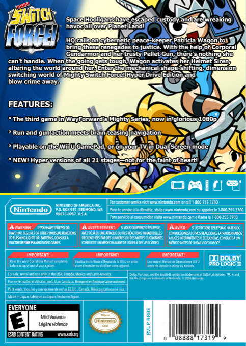 Mighty Switch Force! Hyper Drive Edition — box-2D-back (US)