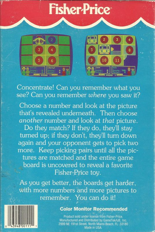 Fisher-price - I Can Remember — box-2D-back (US)