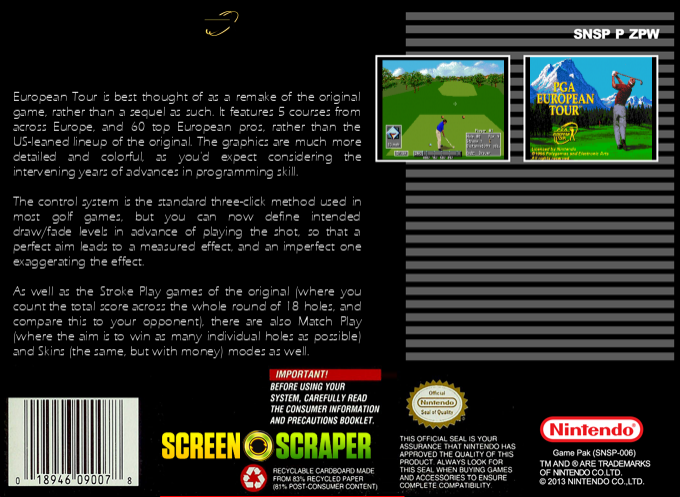 Pga European Tour — box-2D-back (SS)