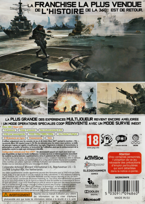 Call of Duty - Modern Warfare 3 — box-2D-back (FR)