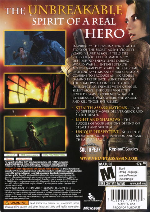 Velvet Assassin — box-2D-back (US)