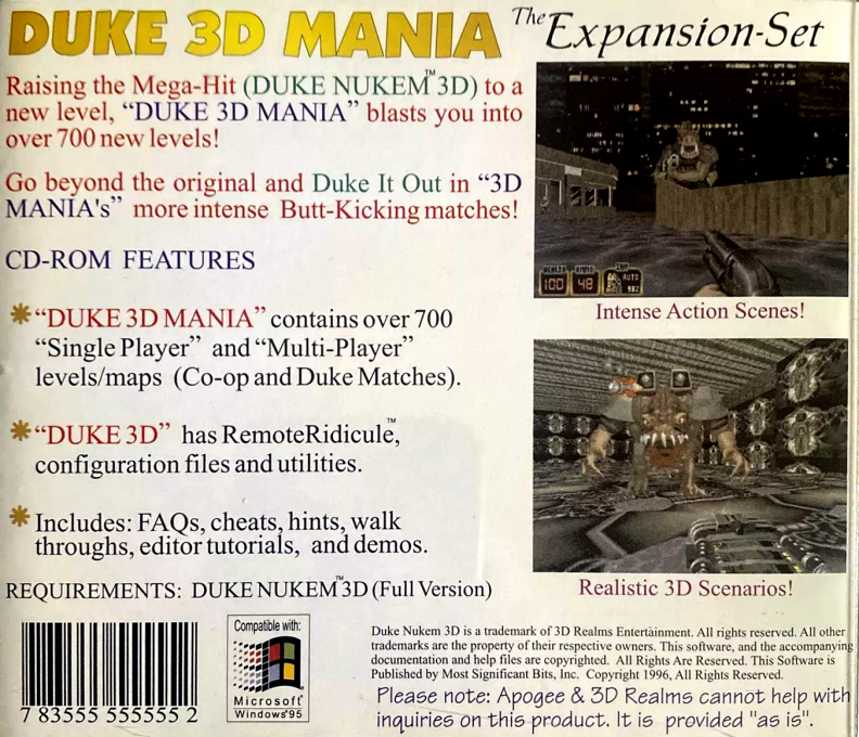 Duke 3D Mania — box-2D-back (CUS)