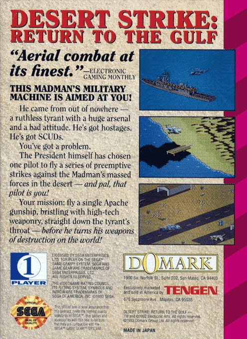 Desert Strike — box-2D-back (US)