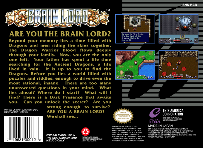 Brain Lord — box-2D-back (US)