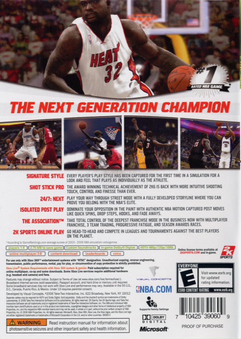 NBA 2K7 — box-2D-back (US)