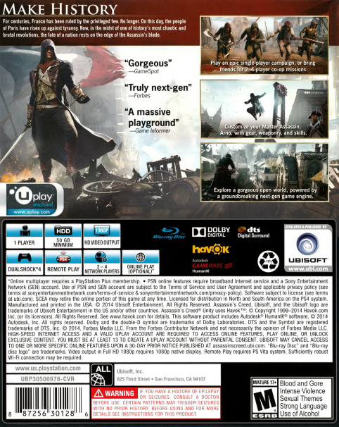 Assassin's Creed : Unity — box-2D-back (US)