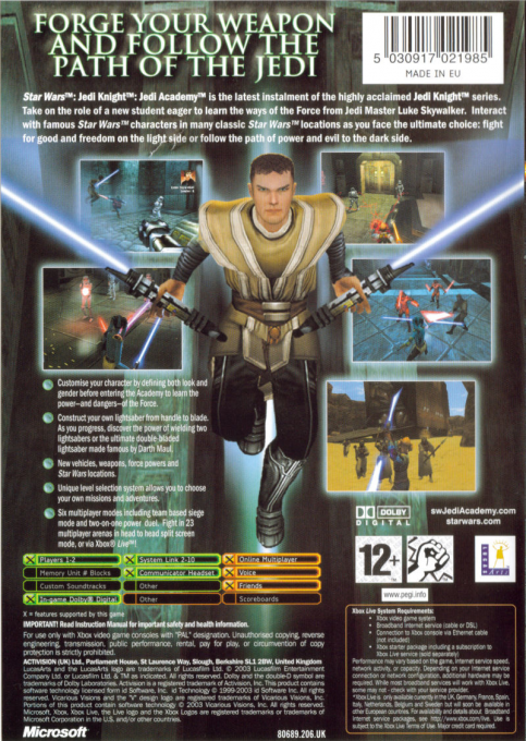 Star Wars - Jedi Knight - Jedi Academy — box-2D-back (EU)