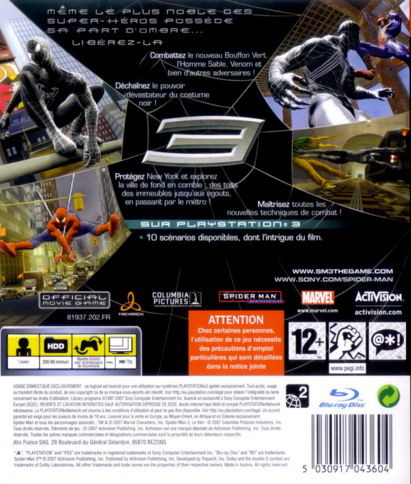 Spider-Man 3 — box-2D-back (FR)