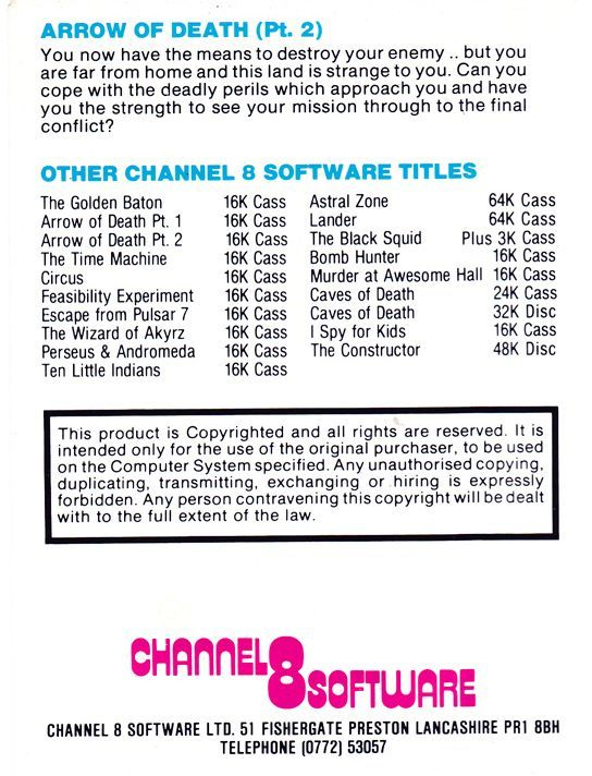 Arrow of Death: Part II — box-2D-back (WOR)