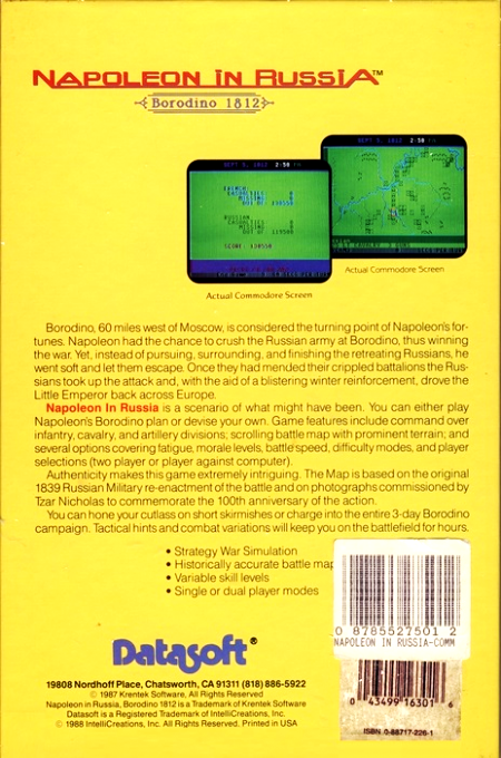 Napoleon In Russia - Borodino 1812 — box-2D-back (US)