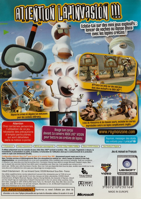 Rayman Raving Rabbids — box-2D-back (FR)
