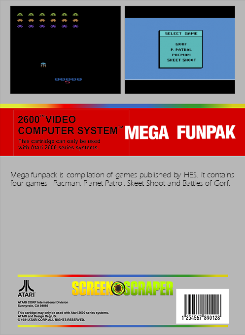 Mega Funpak - Pac-man, Planet Patrol, Skeet Shoot, Battles Of Gorf — box-2D-back (SS)