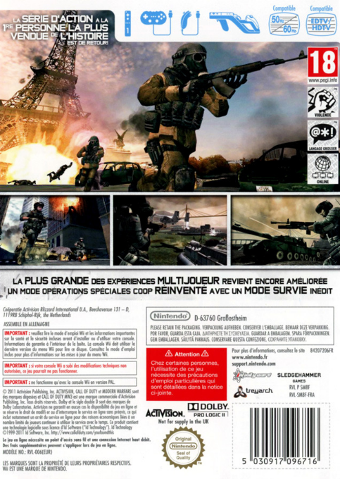 Call of Duty - Modern Warfare 3 — box-2D-back (FR)