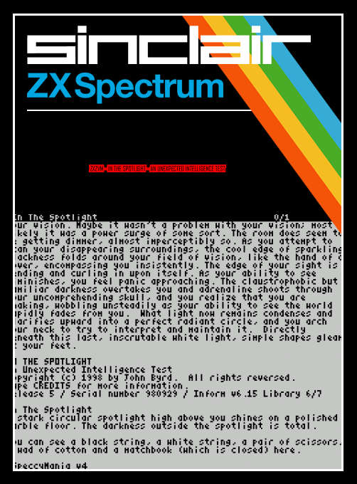 ZxZvm - In the SpotLight - An Unexpected Intelligence Test box art