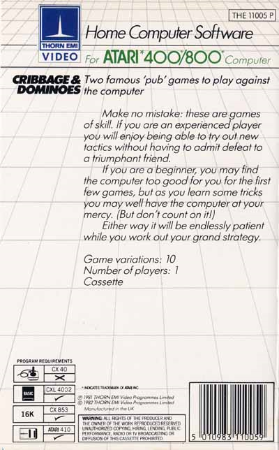 Cribbage And Dominoes box art