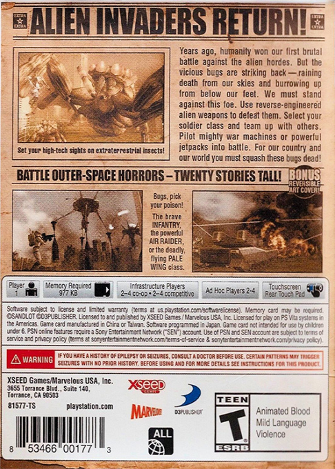 Earth Defense Force 2 - Invaders From Planet Space — box-2D-back (US)