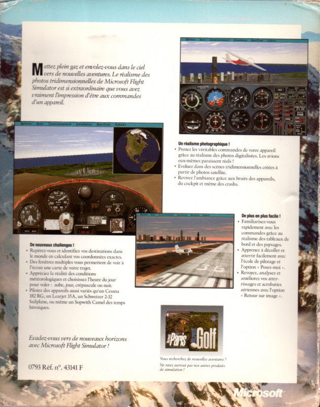 Microsoft Flight Simulator 5.0 — box-2D-back (FR)