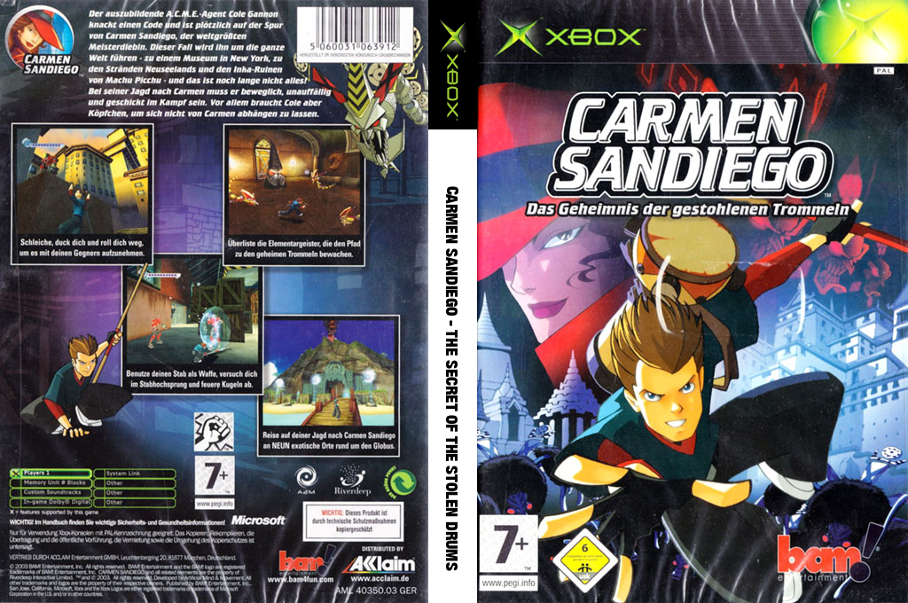 Carmen Sandiego - The Secret of the Stolen Drums — box-texture (DE)