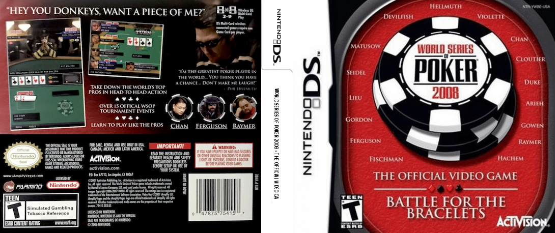 World Series of Poker 2008 - The Official Video Game - Battle for the Bracelets — box-texture (US)