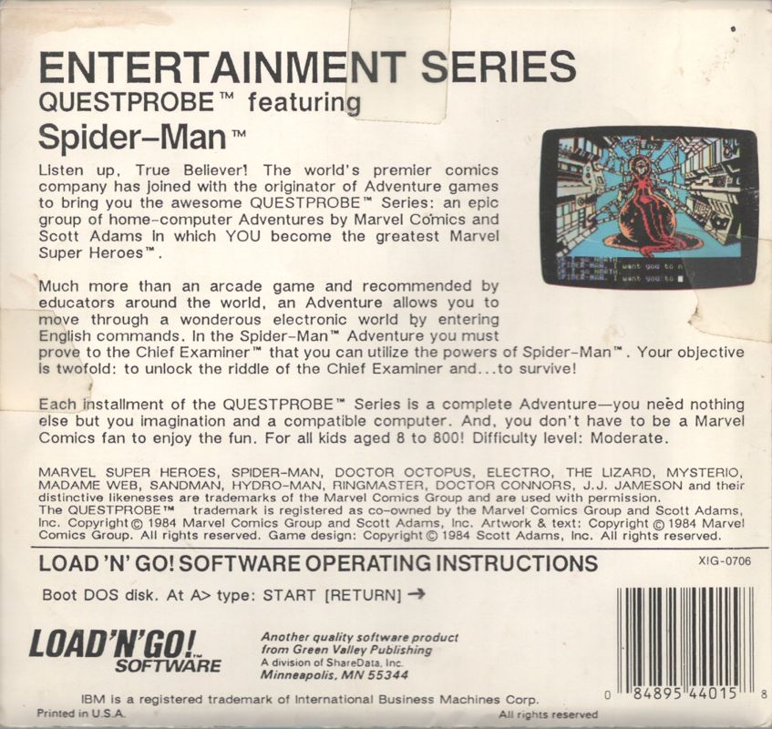 Questprobe featuring Spider-Man — box-2D-back (US)