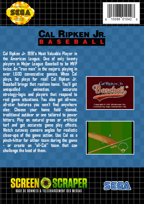 Cal Ripken Jr. Baseball — box-2D-back (SS)