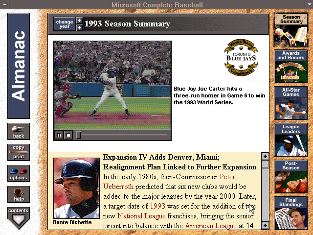 Microsoft Complete Baseball: 1994 Edition — ss (WOR)