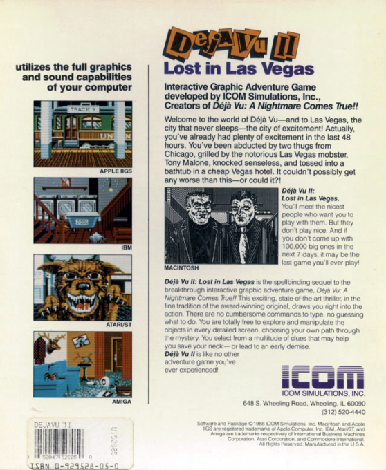 Deja Vu 2 - Lost in Las Vegas — box-2D-back (US)