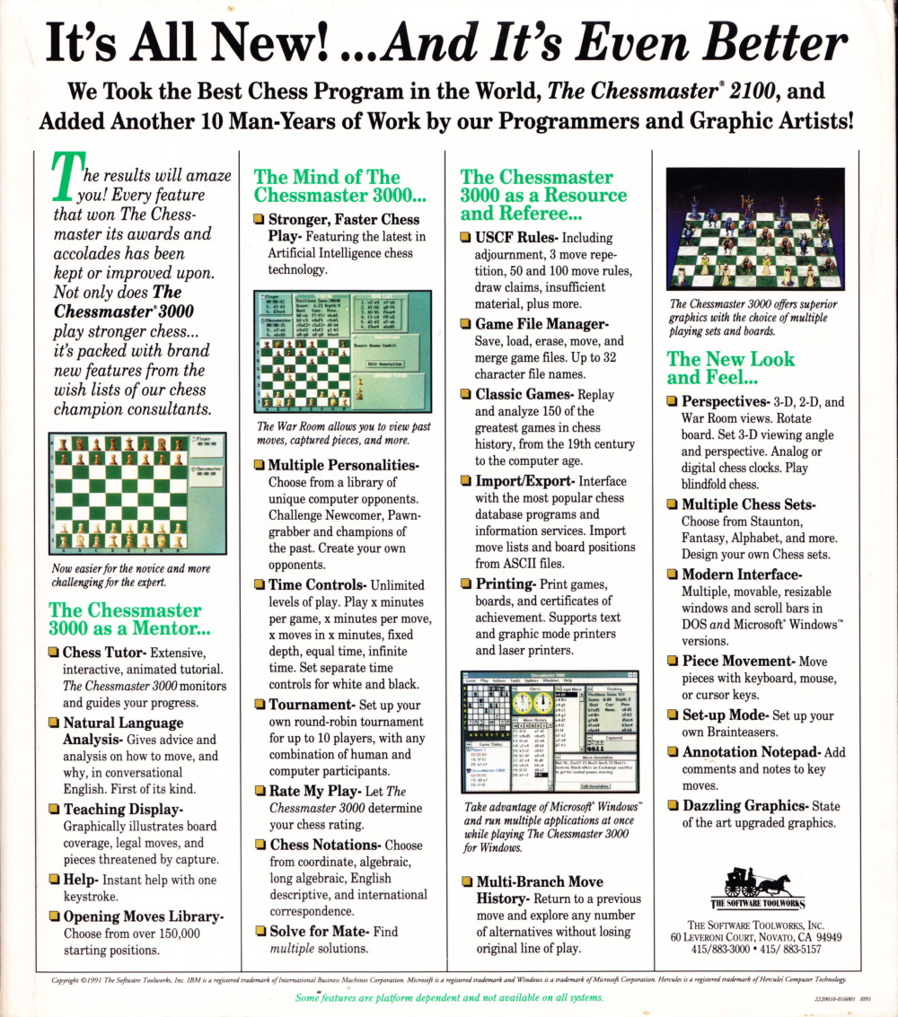 The Chessmaster 3000 — box-2D-back (US)