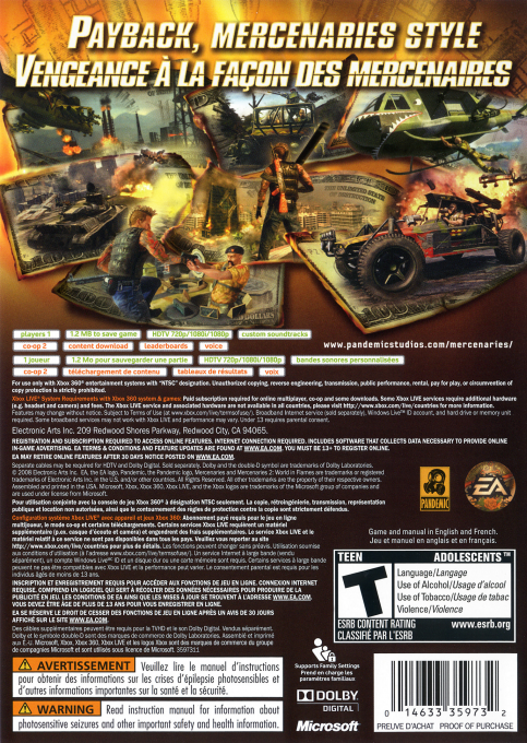 Mercenaries 2 - World in Flames — box-2D-back (US)